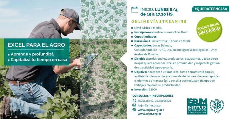 ISRJM pone en marcha su curso Excel para el Agro